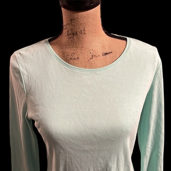 Charter Club mint green perfectly soft Pima cotton crew neck  3/4 sleeve tee - Picture 2 of 6